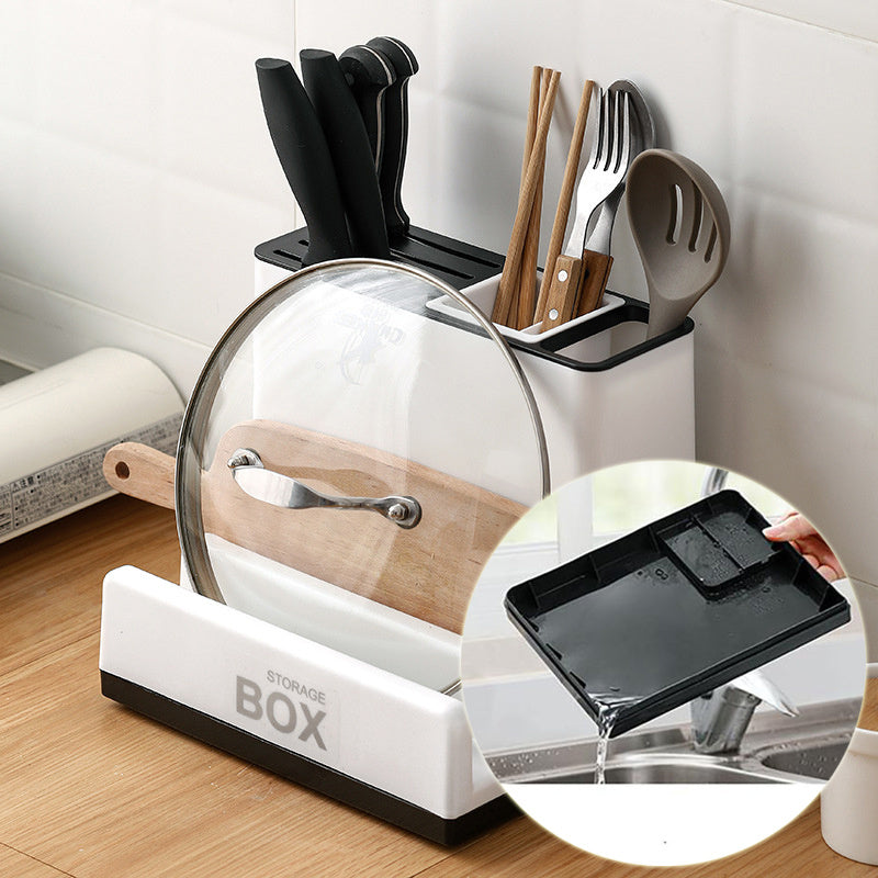 Plastic Knife & Tableware Storage Rack – Multi-Function Kitchen Organizer for Cabinet Convenience