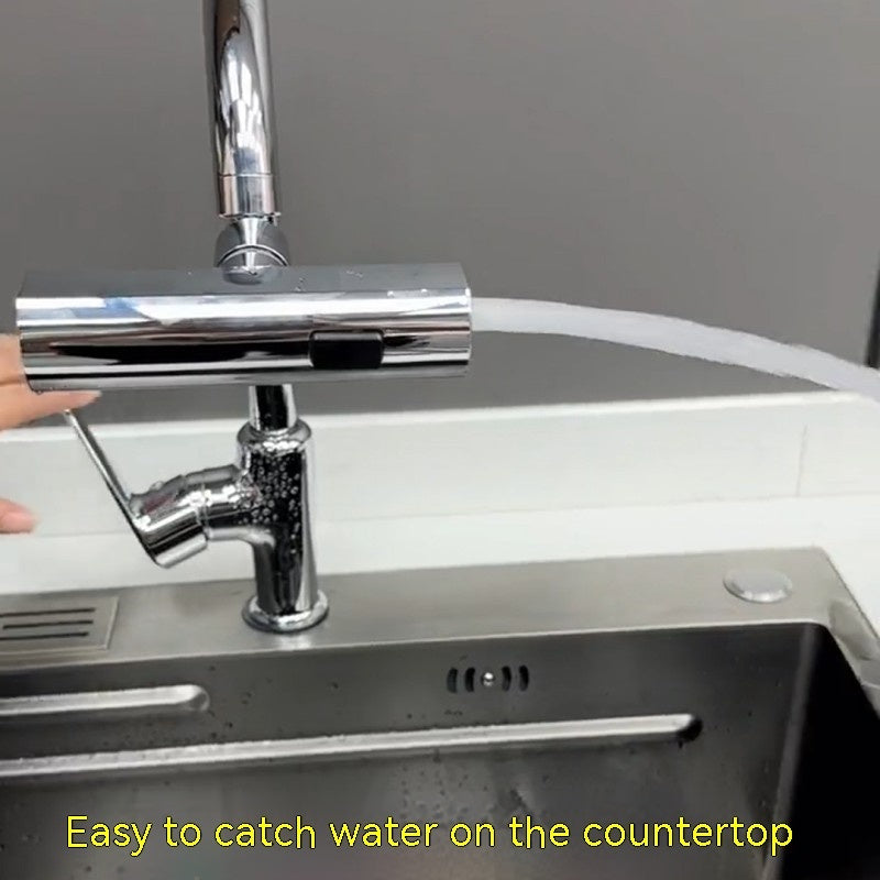 Universal Kitchen Faucet Waterfall Outlet – Splash-Proof Rotating Bubbler Nozzle Extension