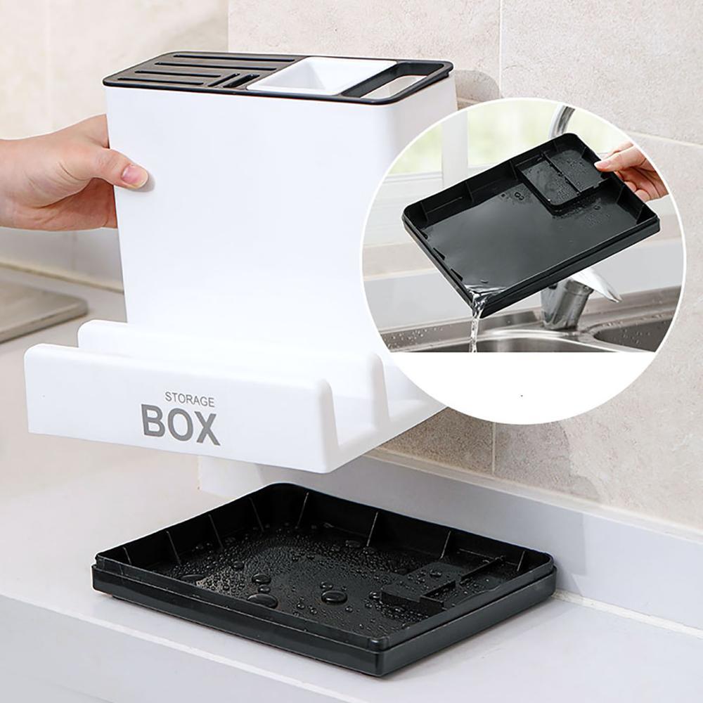 Plastic Knife & Tableware Storage Rack – Multi-Function Kitchen Organizer for Cabinet Convenience