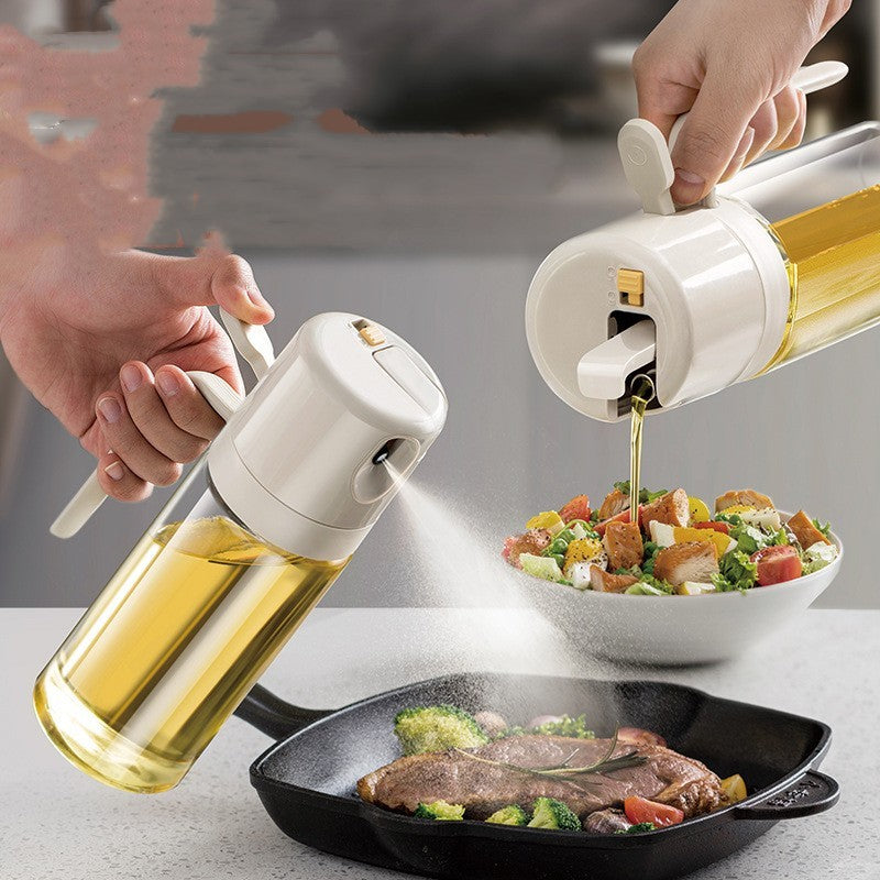 2-in-1 Oil Sprayer Bottle & Dispenser – BBQ Cooking Oil Mister for Olive Oil, Vinegar, and Baking