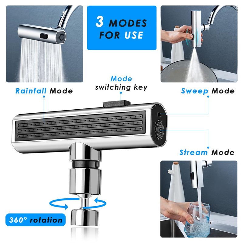 Universal Kitchen Faucet Waterfall Outlet – Splash-Proof Rotating Bubbler Nozzle Extension
