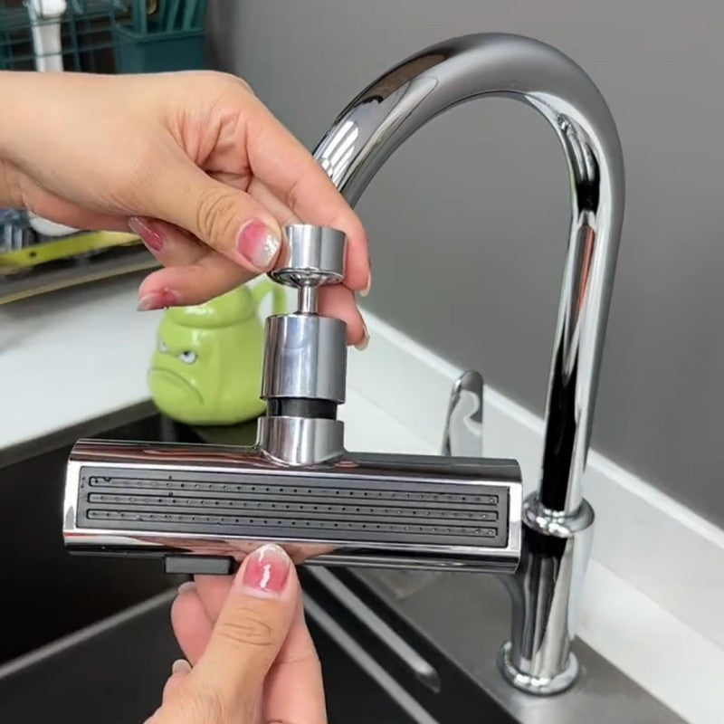 Universal Kitchen Faucet Waterfall Outlet – Splash-Proof Rotating Bubbler Nozzle Extension