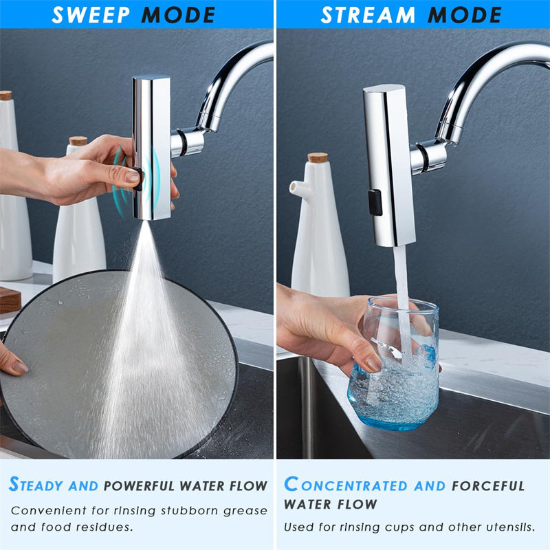 Universal Kitchen Faucet Waterfall Outlet – Splash-Proof Rotating Bubbler Nozzle Extension