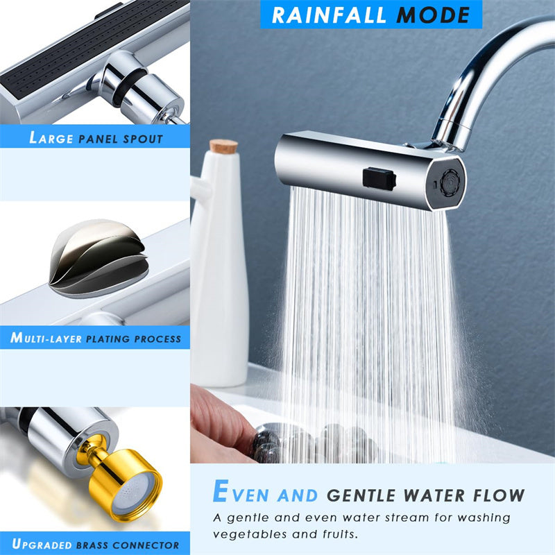 Universal Kitchen Faucet Waterfall Outlet – Splash-Proof Rotating Bubbler Nozzle Extension