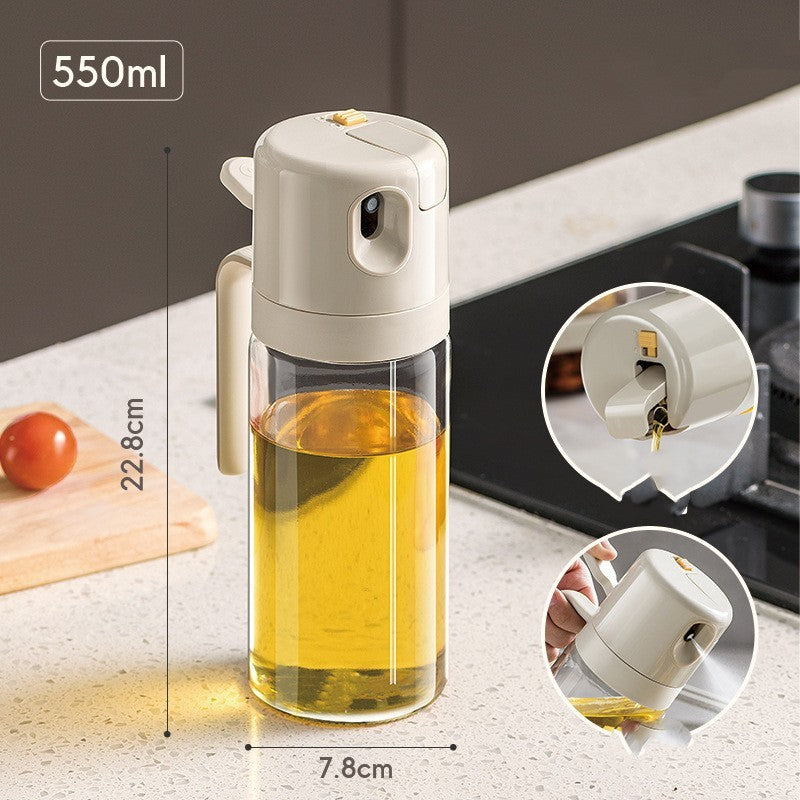 2-in-1 Oil Sprayer Bottle & Dispenser – BBQ Cooking Oil Mister for Olive Oil, Vinegar, and Baking