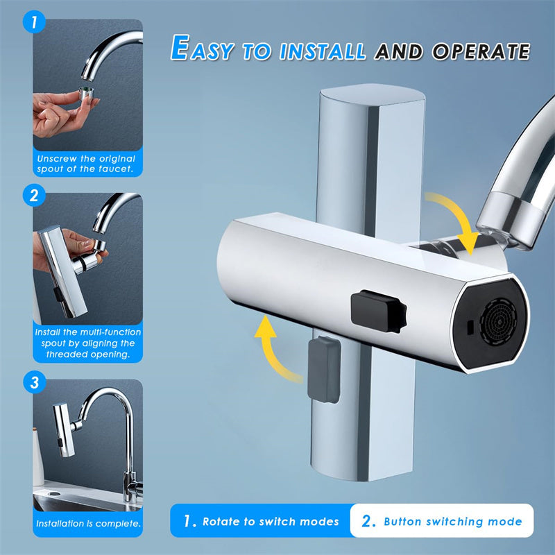 Universal Kitchen Faucet Waterfall Outlet – Splash-Proof Rotating Bubbler Nozzle Extension