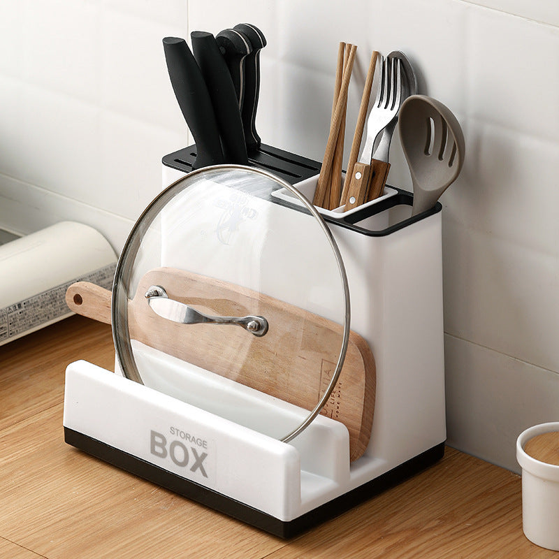 Plastic Knife & Tableware Storage Rack – Multi-Function Kitchen Organizer for Cabinet Convenience